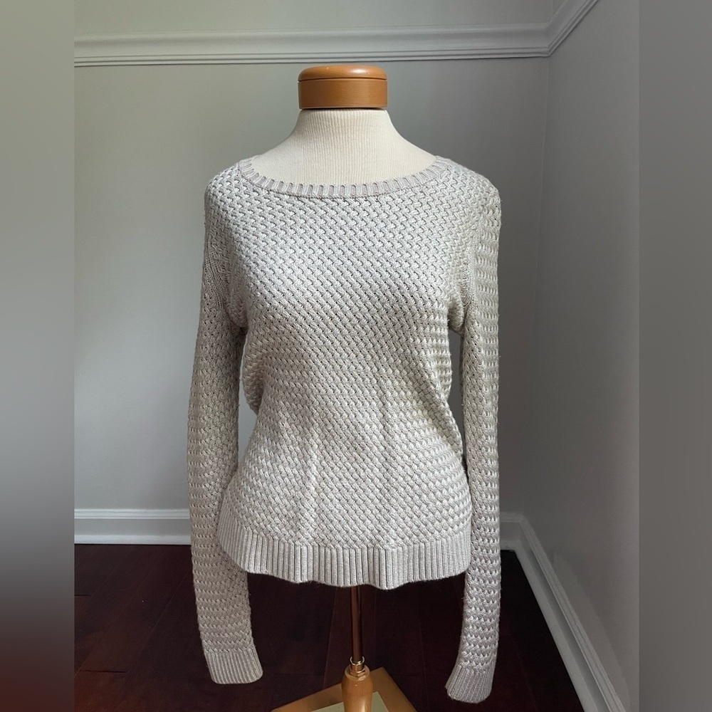 Banana Republic Cream Grey Knit Sweater Women's Size M​​​​